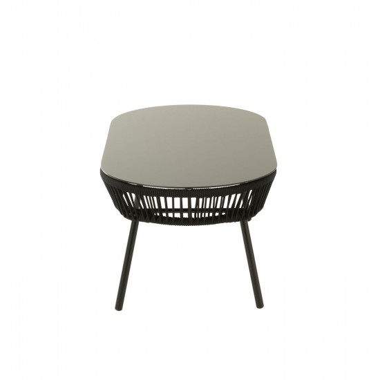 J Line tables a manger de repas Jolipa Table Poa Fer Polyethylene Noir.