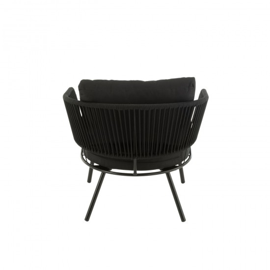 JLine J Line Set Van Drie Stoel Bank Poa Metaal Rattan Zwart loungesets in aluminium.