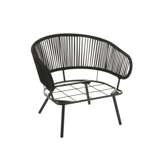 J Line Set Van Drie Stoel Bank Poa Metaal Rattan Zwart.