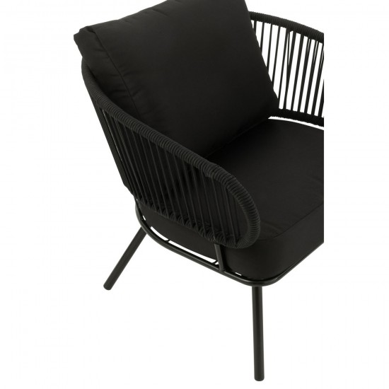 Jolipa Jline Set De 3 Chaises Poa Fer Rottin Noir.