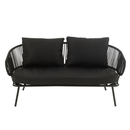 J Line salons de détente jardin Jolipa Set De 3 Chaises Poa Fer Rottin Noir.