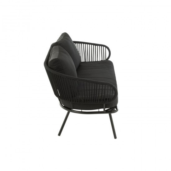 Jline Set Van Drie Stoel Bank Poa Metaal Rattan Zwart.