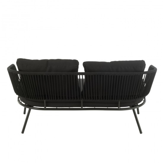 J Line Set Of 3 Chairs Poa Steel Rattan Black garden outdoor lounge sets.