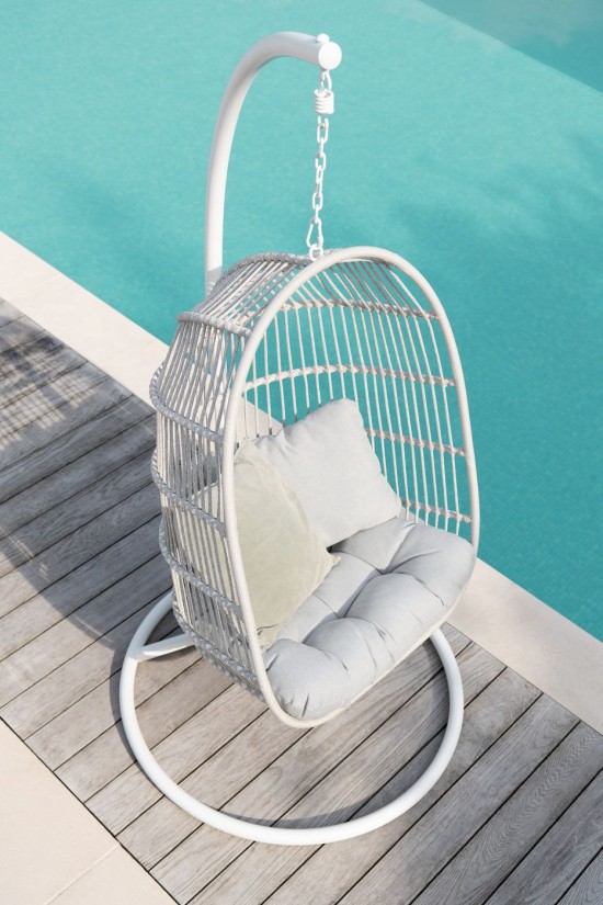 JLine J Line Hangstoel Kussen Egga Metaal Koord Grijs hangstoel hangzetel schommelstoel.