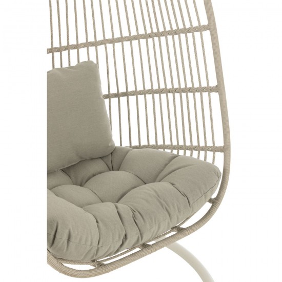 J Line Hangstoel Kussen Egga Metaal Koord Grijs.