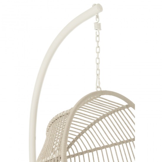 J Line Poltrona Sospesa Egga Acciaio Corda Grigio Sillón Egga Suspendidio Acero Soga Gris.