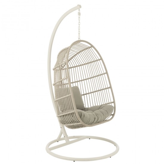 J Line Hangstoel Kussen Egga Metaal Koord Grijs hangstoel hangzetel schommelstoel JO52361.