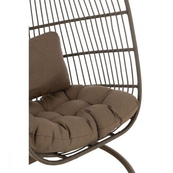 J Line Hangstoel Kussen Egga Metaal Koord Bruin.
