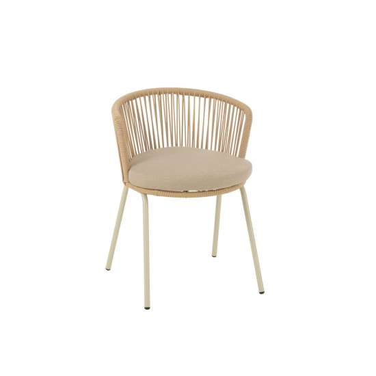 J Line Stoel Toa Metaal Koord Beige stoelen eetkamerstoelen eethoekstoelen eettafelstoelen eetstoelen JO52368.