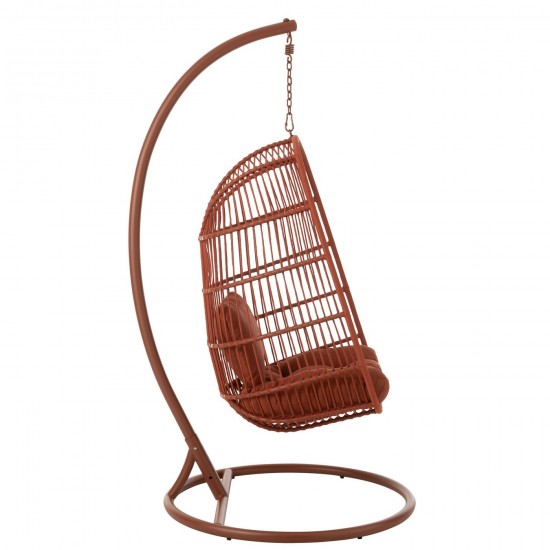 J Line chaise suspendue oeuf Jolipa Chaise Suspendu Egga Acier Corde Rouge.