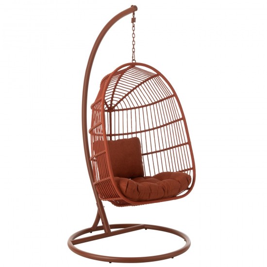 J Line Hangstoel Egga Metaal Koord Rood hangstoel hangzetel schommelstoel JO52374.