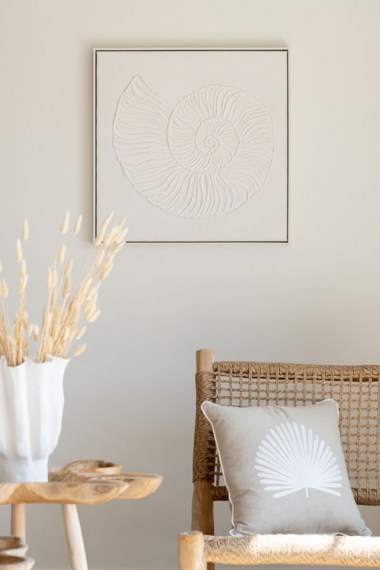 Jline Cuadro De Conchas Acrílico Lienzo Blanco.