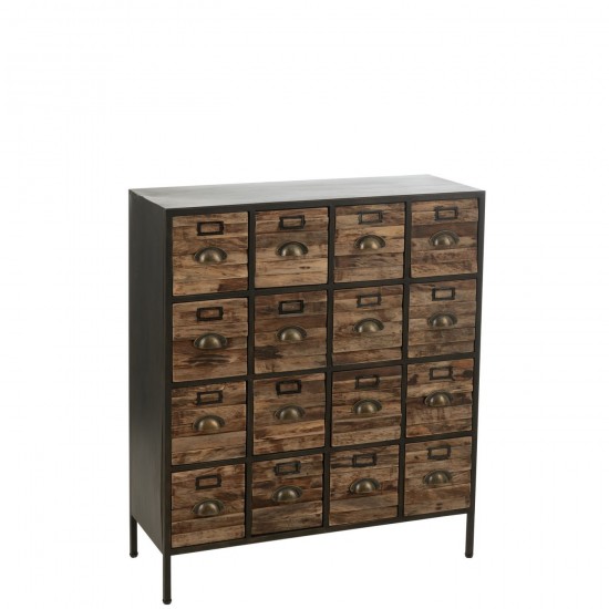 J Line Kast 16 Schuiven Hout Metaal Bruin kasten JO52443.