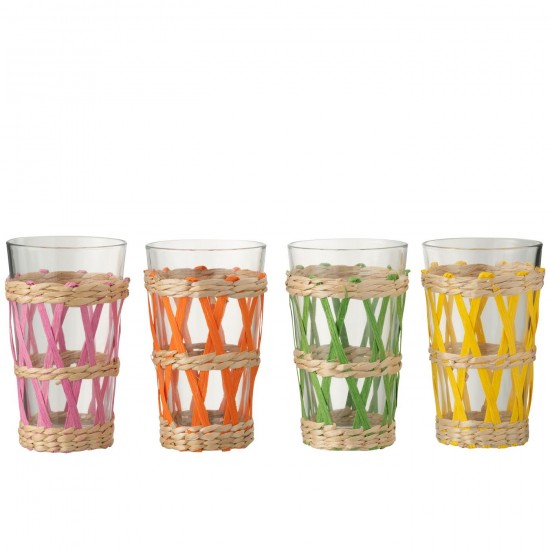 J Line Drinkglas Geweven Glas Mix Large drinkglas drinkglazen JO52583.