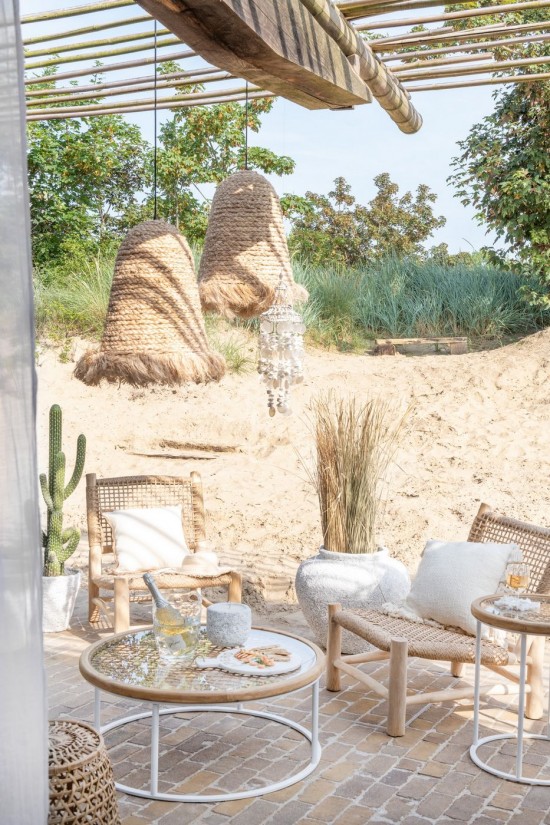 Jline Mesa De Centro Abeto Mate Hierro Natural Blanco.