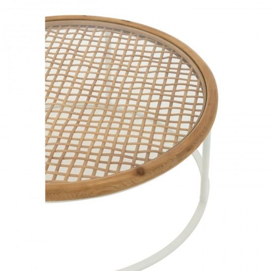 Jline Salontafel Mati Sparhout Metaal Naturel Wit.