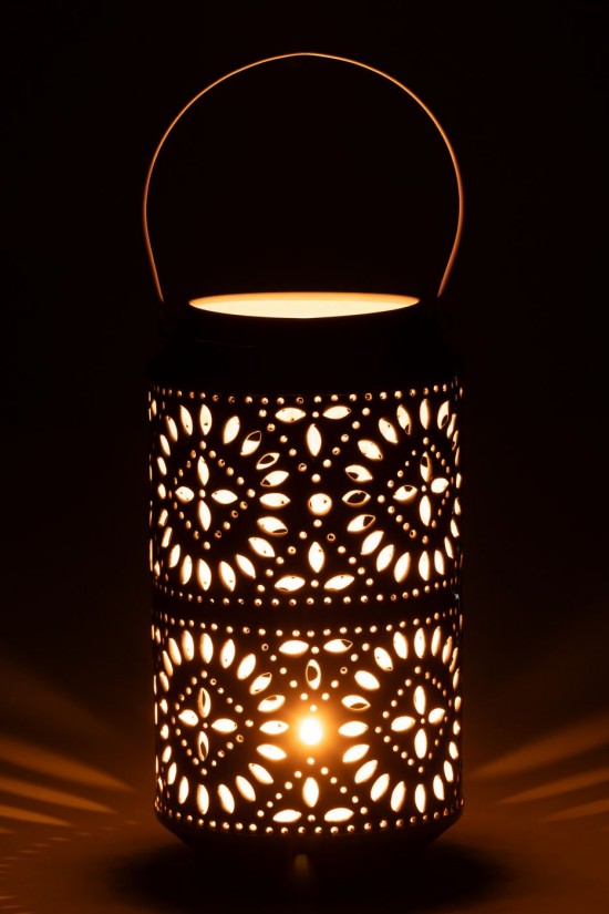 J Line lanternes photophores Jolipa Lanterne Nag Metal Bleu Blanc Large.