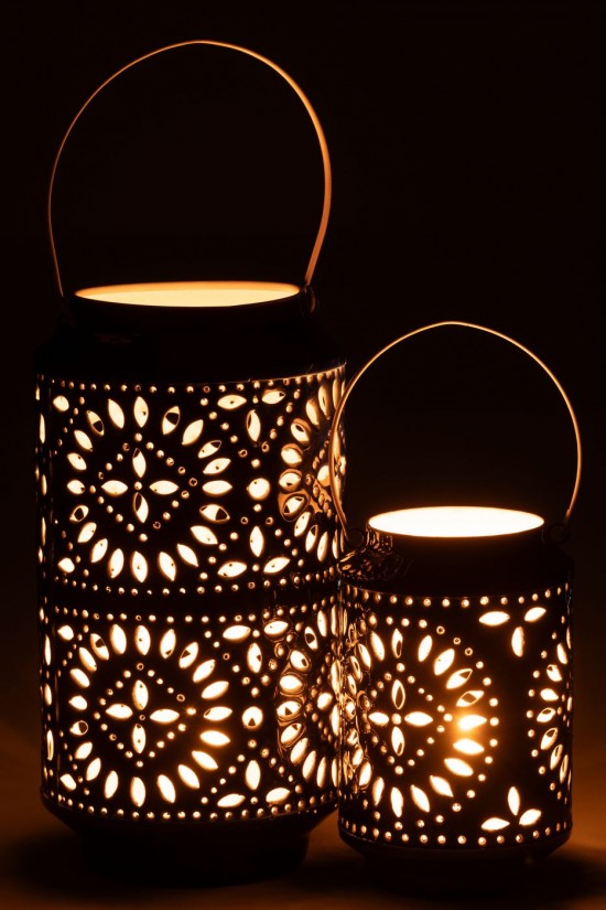 Jline Windlicht Nag Eisen Blau Weiss Large lanternen.