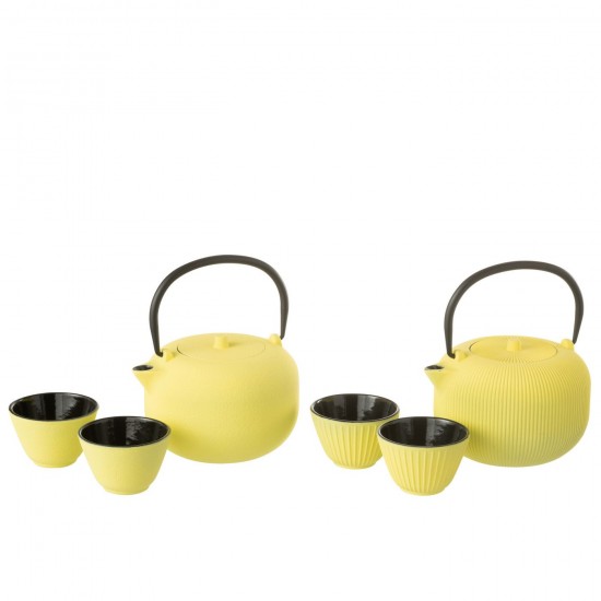 J Line théières Jolipa Boite 1 Theiere Metal Jaune Assortiment De 2.