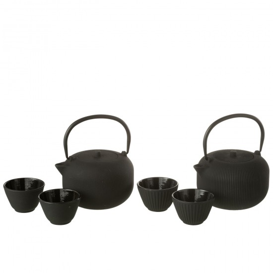 J Line théières Jolipa Boite 1 Theiere Metal Noir Assortiment De 2.