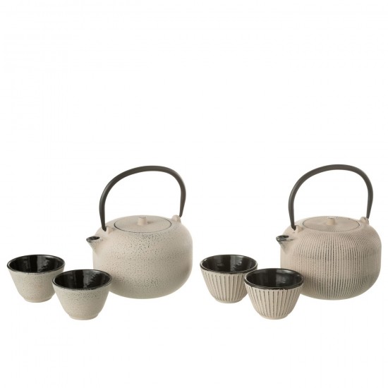 J Line théières Jolipa Boite 1 Theiere Metal Beige Assortiment De 2.