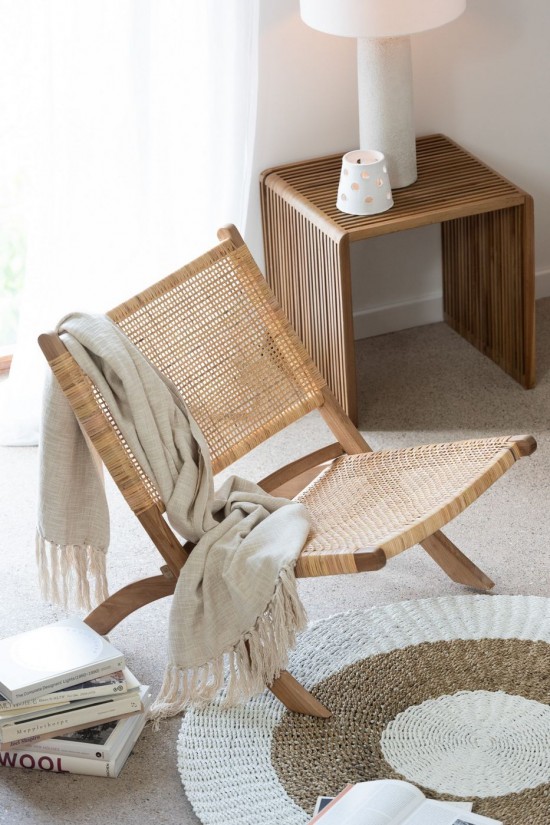 Jline Folding Chair Rattan Teak Natural.