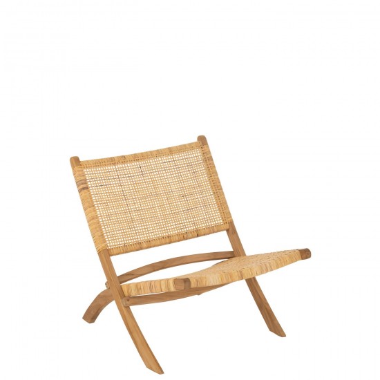 J Line Plooistoel Rattan Teak Naturel inklapbare opklapbare plooistoelen JO52959.