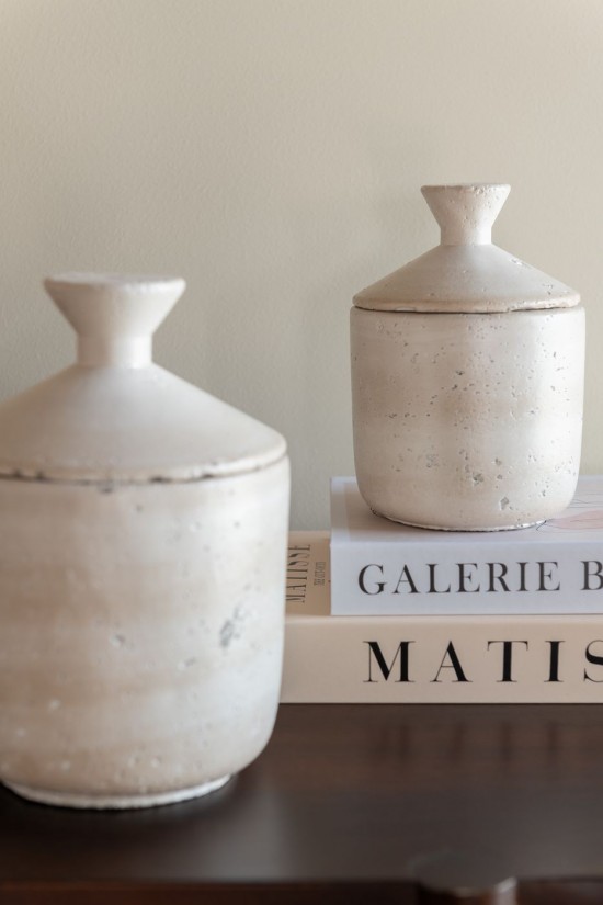 J Line Barattolo Decorativo Olina Cemento Crema Large Maceta Decorativo Olina Cemento Creme L.