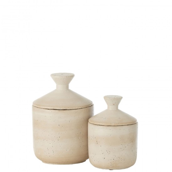 J Line pots a de provision Jolipa Pot Decoratif Olina Ciment Creme Large.