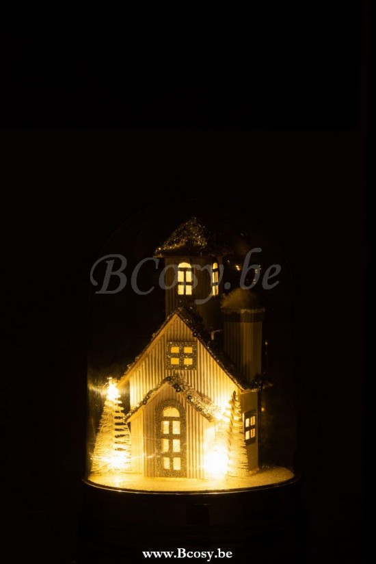 J Line cloches en verre Jolipa Cloche Hiver Maison Led Acrylique Blanc Small.