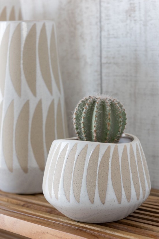 Jline Jardinera Kai Gres Beige Blanco Pequeño.