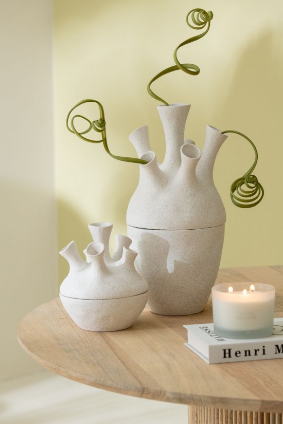 Jline Jarron Arcilla Blanca Coral Pequeño.