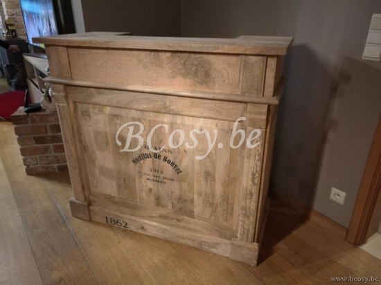 J Line Bar Industriel 3 Tiroirs En Bois Massif Naturel 180X55X105Cm J Line Meuble bar Moulins de Bouvet J Line armoires bar me.