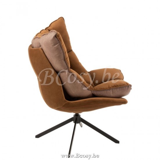 J Line chaises de repas Jolipa Chaise Relax Coussin Sur Pied Textile Metal Marron.