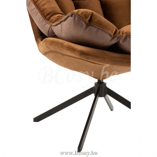 J Line Chair Relax Cushion On Frame Textile Metal Brown dining chairs.