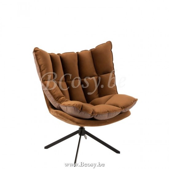 J Line Stoel Relax Kussen Op Frame Textiel Metaal Bruin L80xB70xH101 cm stoelen eetkamerstoelen eethoekstoelen eettafelstoelen JO5322.