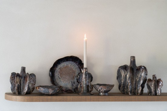 Jline Jarron Naga Ceramica Marron Negro Pequeno.