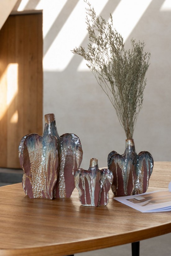 Jline Florero Naga Ceramica Rouille Marron Grande.