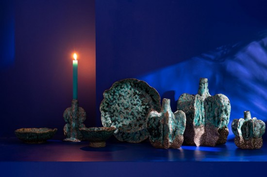 Jline Bandeja Decorativa Naga Ceramica Azur Marron Mediana.