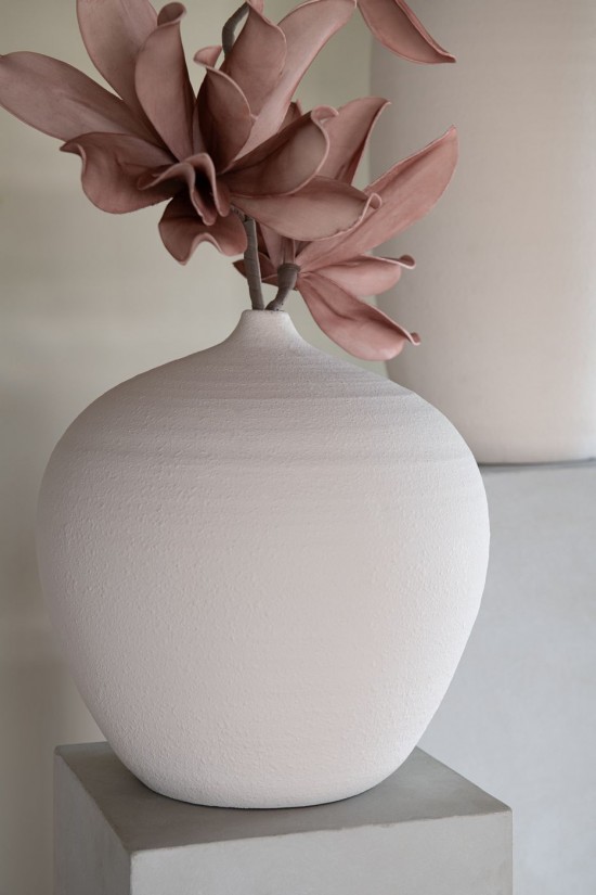 Jline Jarron Cassia Botella Barro Blanco.