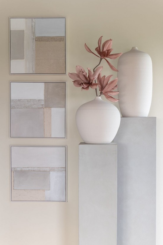 Jline Jarron Cassia Ovalado Barro Blanco.