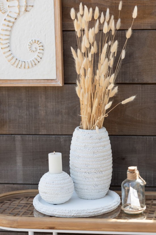 Jline Lámpara Creta Redondo Cemento Blanco Large.