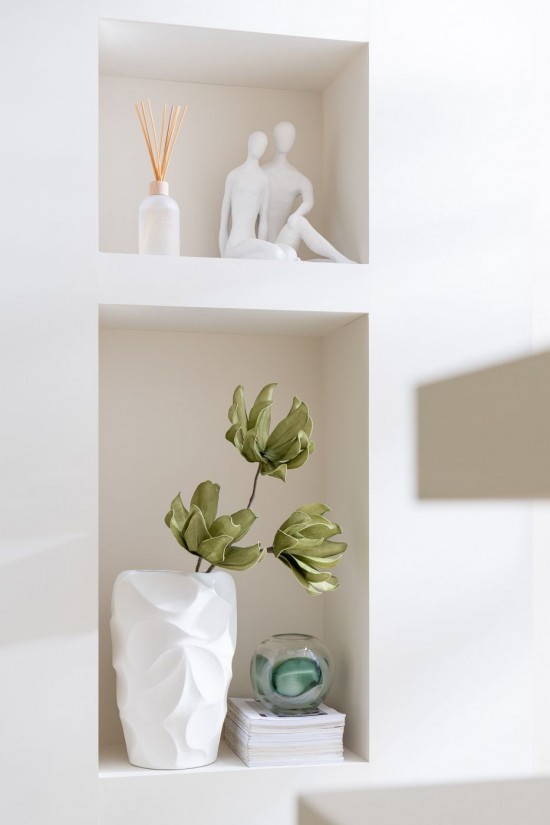 J Line Vaso Mirena Argilla Bianco Large Jarron Mirena Barro Blanco Large.