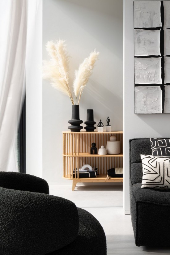 J Line Vaso Lyra Argilla Nero Small Jarron Lyra Barro Negro Pequeno.