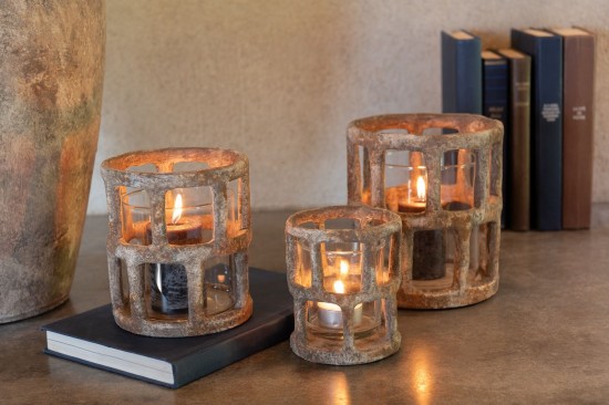 Jline Candelabro Antiguo Poliresina Vidrio Small.