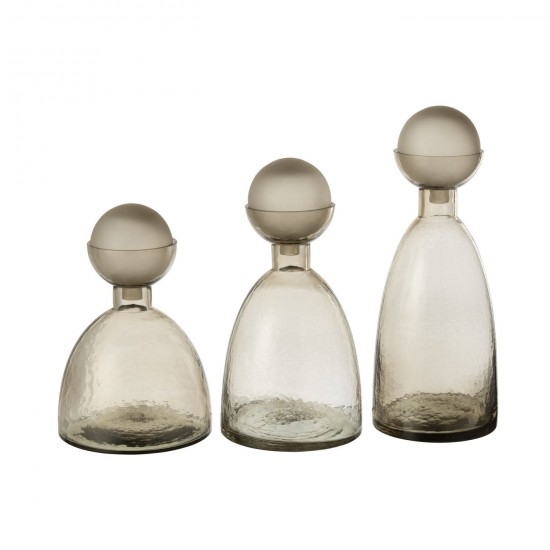 Jline Vaas Fles Dop Yara Glas Greige Large.