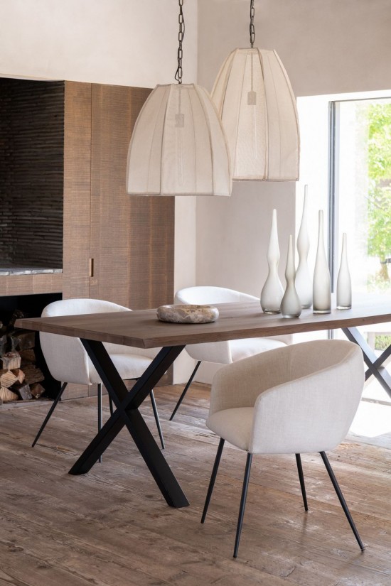 Jline Lote De 3 Jarron Yara Courbe Flauta Vidrio Greige.