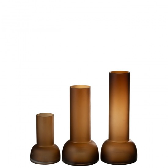 Jline Vaas Kandelaar Yoko Glas Bruin Large.