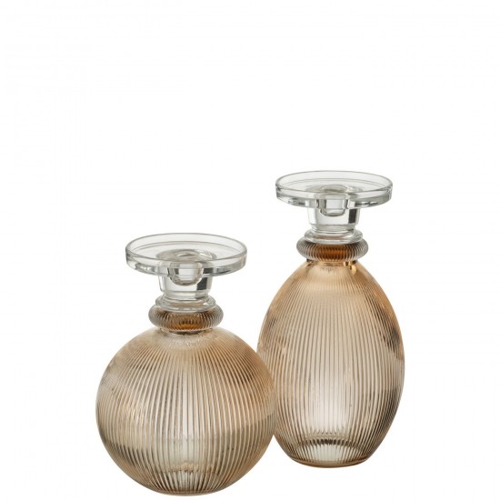 J Line chandeliers candélabres Jolipa Chandelier Vase Malik Rond Verre Taupe Transparent.