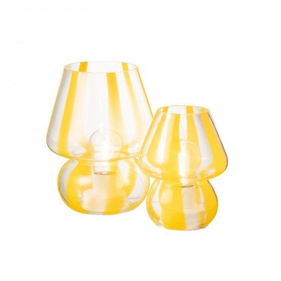 J Line Table Lamp Stripes Glass Transparent Yellow Large Table Lights.